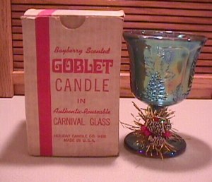 Blue Carnival Goblet Candle