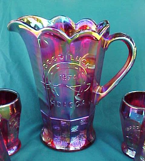Indiana Glass Red Carnival Good Luck Pitcher