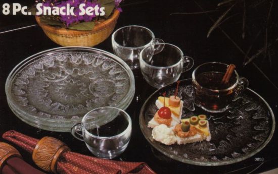 Sunburst Snack Set in Crystal - 1980 Indiana Glass Catalog